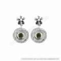 Peridot earring sterling 925 silver flower jewelry