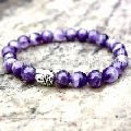 Amethyst Buddha Charm Gemstone Beads Stretch Bracelet
