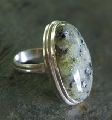 Prehnite Natural Gemstone Sterling Silver Ring