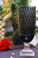 Round Black glass candle vase