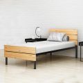 Benne Twin Size Metal Bed with Solid Wood Foot / Head Rest