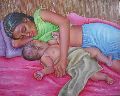breastfeeding oil painting