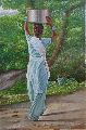 RamyaSadasivams Art Gallery the woman carrying water oil painting