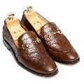 Pure Leather Croco Horsebit Brown Slip Ons