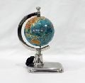 PVC blue decorative World Globe on Metal Stand with Nickel Finish