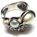 Natural Gemstone 925 Sterling Sliver Biva Pearl Ring