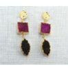 natural agate druzy gold plated earring