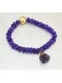 Purple Jade And Amethyst Stone Gold Plated Adjustable Bracelet