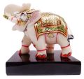 Marble Elephant Red Gold With Base