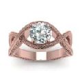 Round cut moissanite infinity rose gold plated wedding ring 925 silver