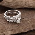 Round White Moissanite Bridal Set Wedding Engagement Ring 925 Silver