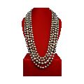 Plastic Pearl with Small Black Beads Decorated Necklace