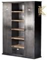 Industrial metal and wood bookcase