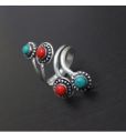 Turquoise and Red Stone Bohemian Ring