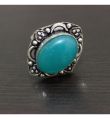 Turquoise Stone Silver Rustic Ring