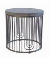 Round Wire metal Round Black wood top Stool Side End Table