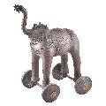 Handmade Brass Elephant Statue On Rolling Wheels