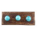 Turquoise Glass Top Wooden Hooks