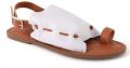Womens Leather Back Strap White Flat Sandal