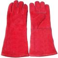 Red Women Leather Hand Gloves