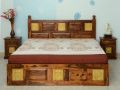 Solid sheesham wood brass patra bed