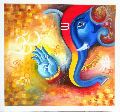 Acrylic Multicolor canvas ganpati painting