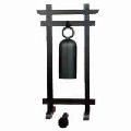 Wooden Stand Garden Gong with Mallet Black
