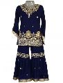 Navy Blue Georgette Festival Wear Embroidery Work Kids Sharara Suit