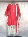 Red Chanderi Casual Wear Lace Work Kids Palazzo Style