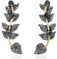 Silver 925 Sterling Diamond Leaf Design Women Stud Earring