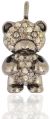 sterling silver and pave diamond teddy bear design charm pendant