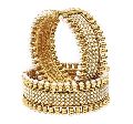 Antique Golden Polished With Pearls Polki Openable Bangles