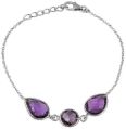 Orchid Jewelry 10.80 Carat Weight Genuine Amethyst 925 Sterling Silver Bracelet