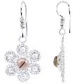 Quality Jewelry White Gold Plated 1.75 Carat Smoky Quartz Flower Earrings