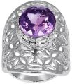 Quality Jewelry White Gold Plated 4.40 Carat Genuine Purple Amethyst Fashion Ring
