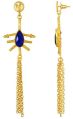 Quality Jewelry Yellow Gold Plated 10.00 Carat Blue Glass Gemstone Earrings