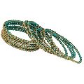 Thread Work With Gold Plating Turquoise Color Glass Stone Bangle