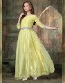 Yellow Color Casual Wear Embroidered Net