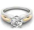 Yellow And White Gold Four Prongs Diamond Ring
