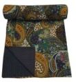 Blue paisley kantha Quilt Indian Reversible Blanket