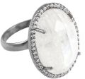 Vintage Rainbow moonstone oval Cut Cocktail Cubic Zirconia Ring