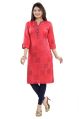 Real Red Printed Cotton Straight Cut Kurti