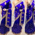 mirror work nevy blue party wear traditional saree