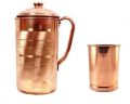 Simple Polished Copper Jug With One Glass Set