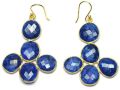 Blue Sapphire Fancy Shape Gold Plated over 925 Sterling Silver Bezel Dangle AND Drop Earring