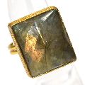 Labradorite Cushion Shape Gold Plated Bezel Gemstone Ring
