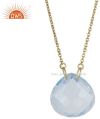 18K Gold Plated Sterling Silver Faceted Opalite Gemstone Pendant Chain Necklace