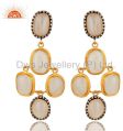 18K Yellow Gold Plated Sterling Silver White Agate