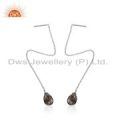 Black Rutile Gemstone Fine Sterling Silver Chain Earrings