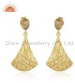 Ethiopian Opal Gemstone Gold Plated Texture Silver Dangle Earring